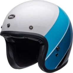 Bell Custom 500 Riff Gloss White/Blue Casque Jet