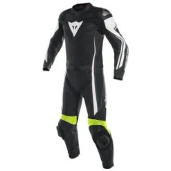 Dainese Assen 2-P Suit Black-White-Yellow-Fluo