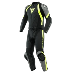 Dainese Avro 4 Leather 2-P Suit Black/Charcoal-Gray/Fluo