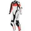Dainese Imatra Lady Leather 1-PC Suit Perf. White/Fluo-Red/Black -Équipement Moto dainese imatra lady 1 pc perf w r b one piece suit 1 teiler overall combinaison 1 piece traje tulum 1 1