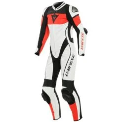 Dainese Imatra Lady Leather 1-PC Suit Perf. White/Fluo-Red/Black
