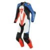 Dainese Laguna Seca 5 1-PC Leather Suit Perf. White Blue Red - Combinaison Moto - Vêtements -Équipement Moto dainese laguna seca 5 1 pc perf suit white red blue one piece suit 1 teiler overall combinaison 1 piece traje tulum 1 1