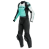 Dainese Mirage Lady Leather 2-P Suit Black/Acqua-Green/Glacier-Gray -Équipement Moto dainese mirage lady black green gray two piece suit 2 teiler overall combinaison 2 pieces traje tulum 1 1