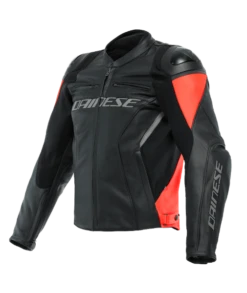 Dainese Racing 4 Leather Jacket Black-Fluo-Red