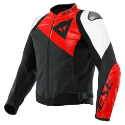 Dainese Sportiva Leather Jacket Black/Lava-Red/White