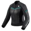 Revit Meridian Ladies Jacket Black-Turquoise 1 Revit Meridian Ladies Jacket Black-Turquoise -Équipement Moto fjl126 1040lf wlr 1